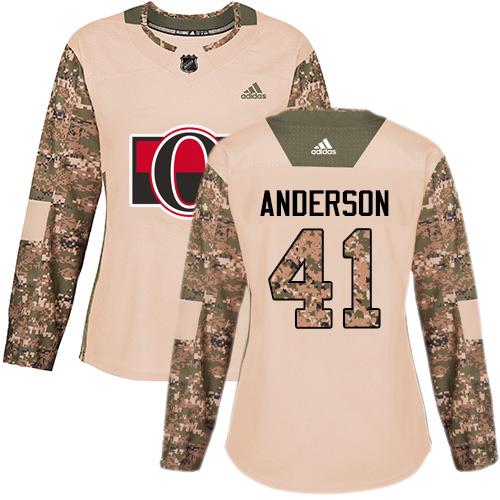 Adidas Senators #41 Craig Anderson Camo Authentic Veterans Day Women's Stitched NHL Jersey - Click Image to Close